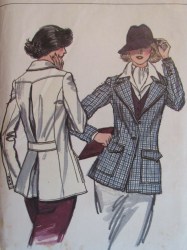 9708 VOGUE LINED LONGER COLLAR JACKET, BACK BELT, 1979 PATTERN 12